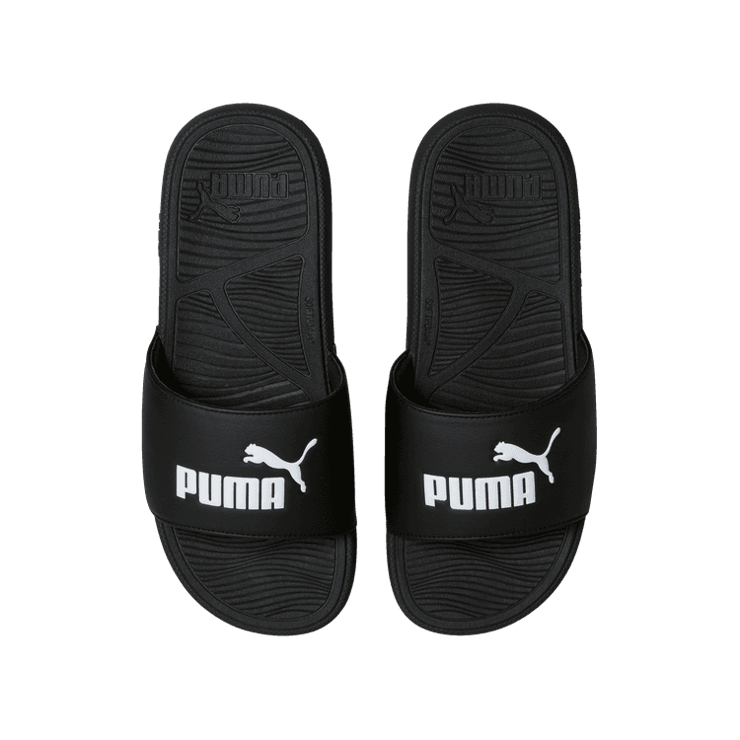 PUMA Cool Cat 2.0 Slides in Black/White Angle 2