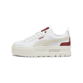 PUMA Mayze Leather Sneakers in White/Intense Red Angle 1