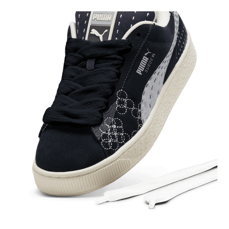 PUMA Suede XL Skate Sneakers in Dark Blue Angle 2