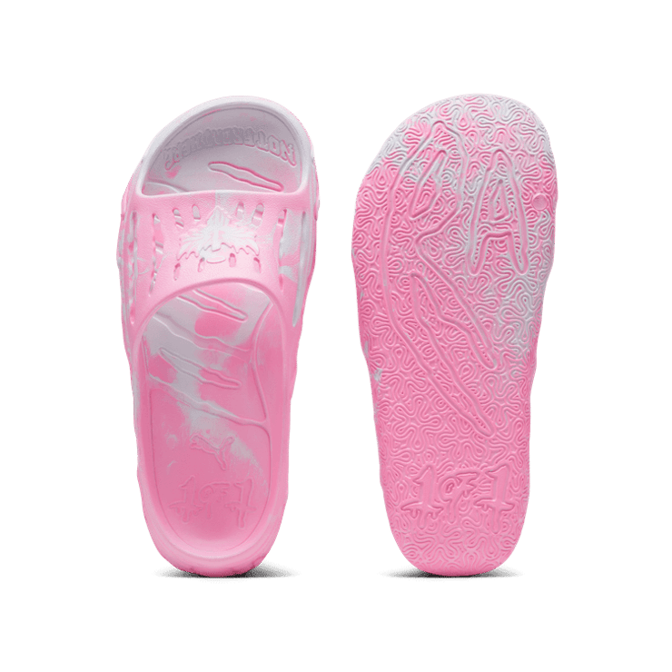 PUMA x LAMELO BALL MB.03 Basketball Slides in Pink Delight/Dewdrop Angle 1