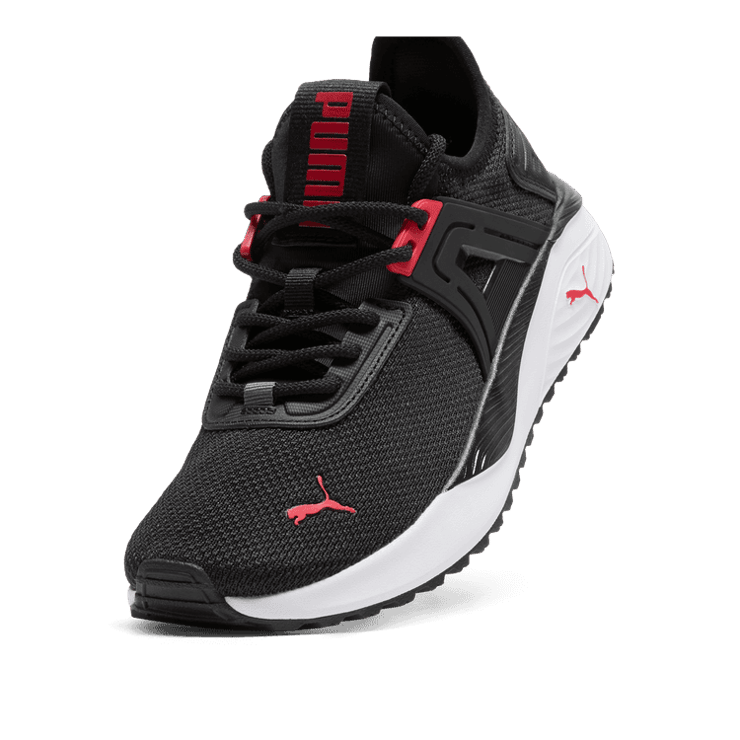 PUMA Pacer 23 Sneakers in Black/For All Time Red (GS) Angle 2