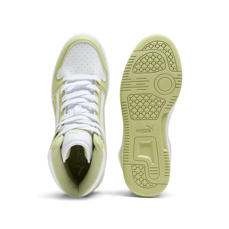 PUMA Rebound LayUP SL Sneakers in White/Pistachio Green/Calming Green Angle 0