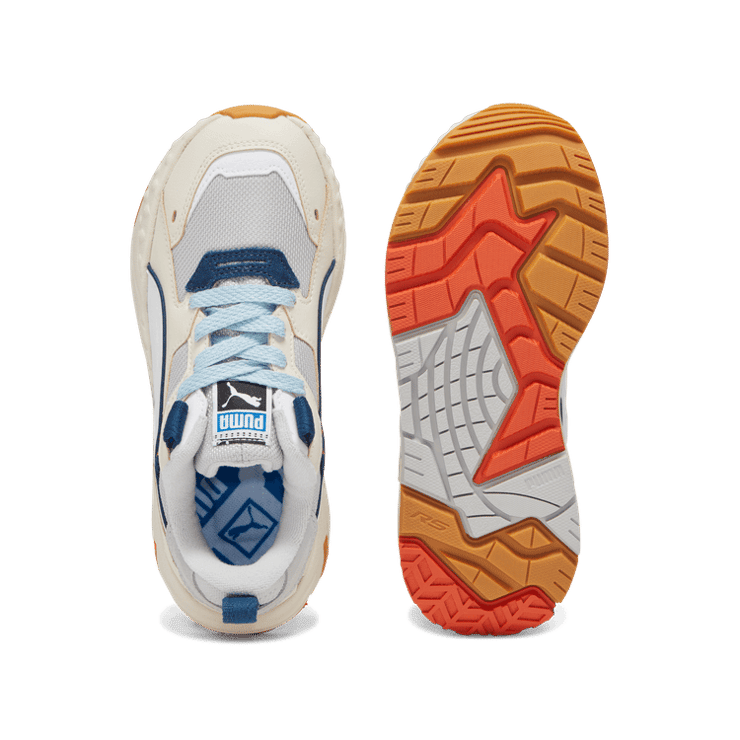 PUMA RS-TRCK Now And Then Sneakers in Cool Light Grey/Alpine Snow/White (GS) Angle 0