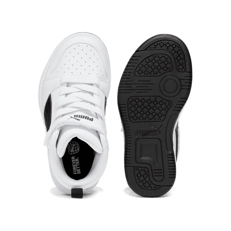 PUMA Rebound V6 Mid Sneakers in White/Black (PS) Angle 0