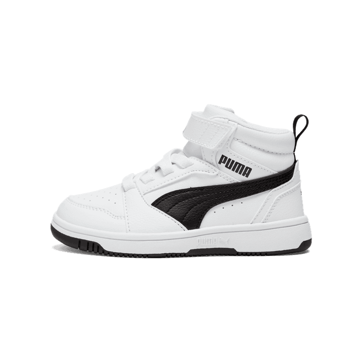 PUMA Rebound V6 Mid Sneakers in White/Black (PS) Angle 1