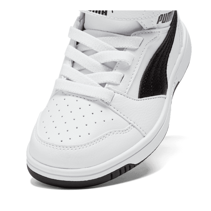 PUMA Rebound V6 Mid Sneakers in White/Black (PS) Angle 2