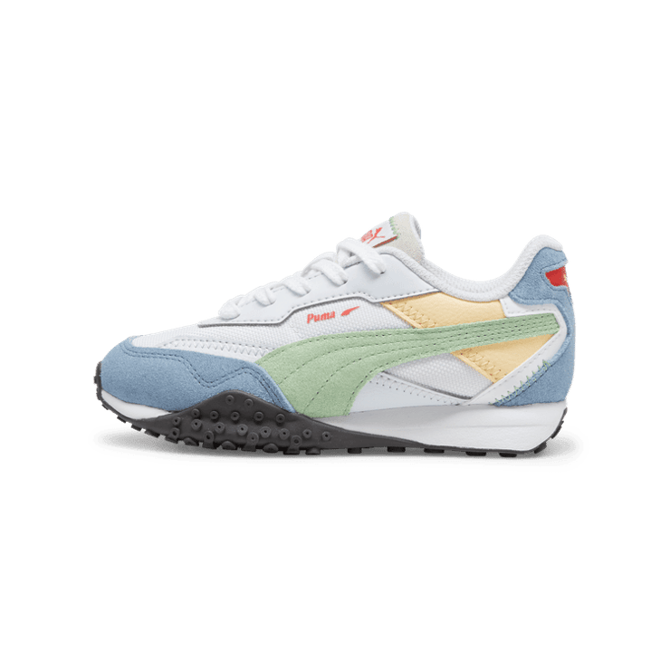 PUMA Blktop Rider BTS Sneakers in White/Pure Green/Zen Blue (PS) Angle 1