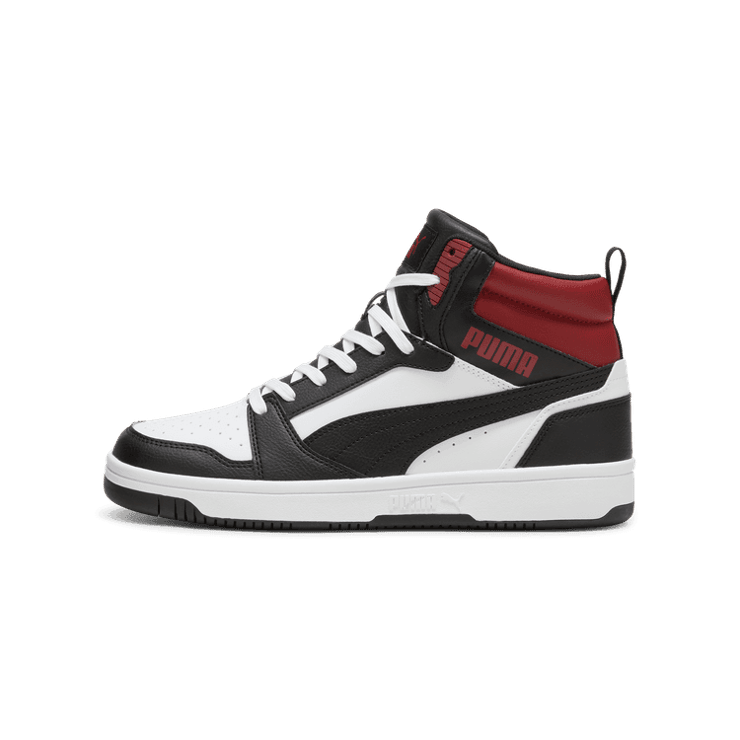 PUMA Rebound Sneakers in White/Black/Intense Red Angle 1