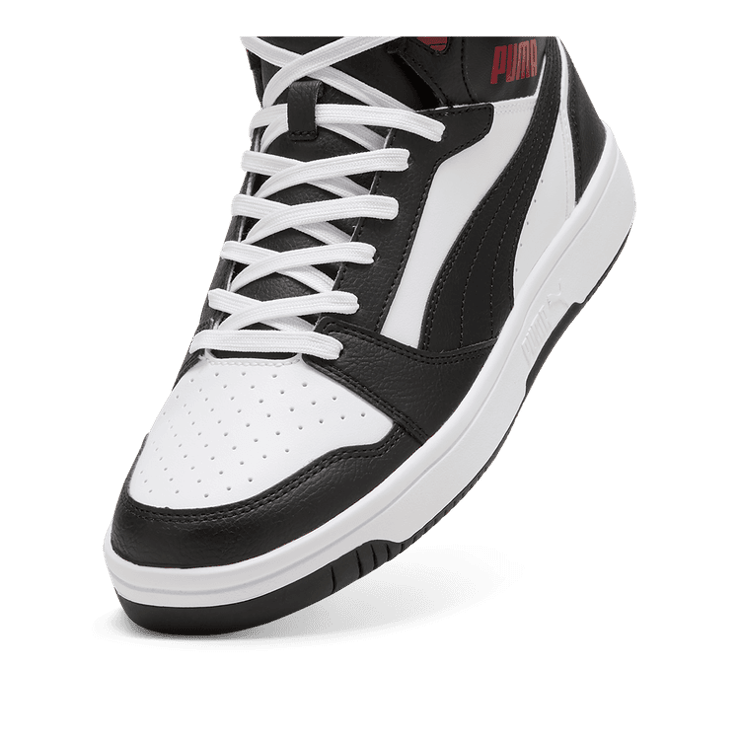 PUMA Rebound Sneakers in White/Black/Intense Red Angle 2