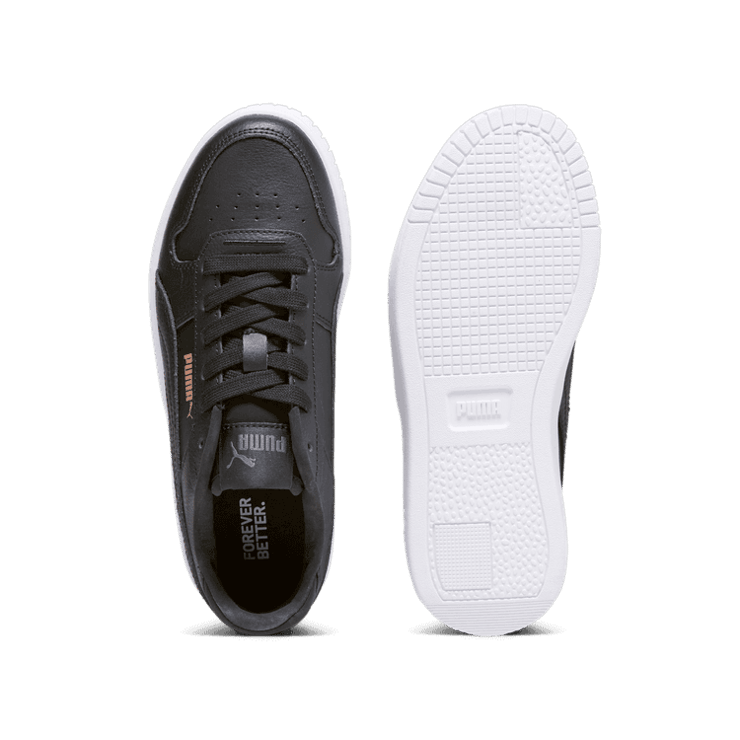 PUMA Carina Street Sneakers in Black/Rose Gold/White (GS) Angle 0