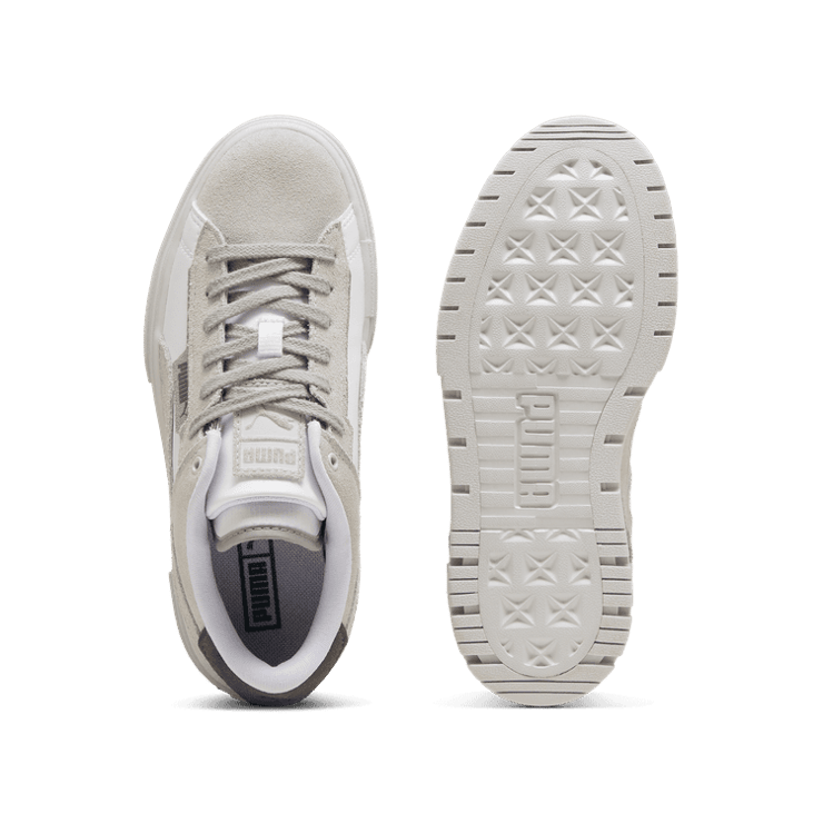 PUMA Mayze Crashed Sneakers in Feather Grey Angle 0