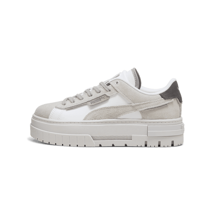 PUMA Mayze Crashed Sneakers in Feather Grey Angle 1
