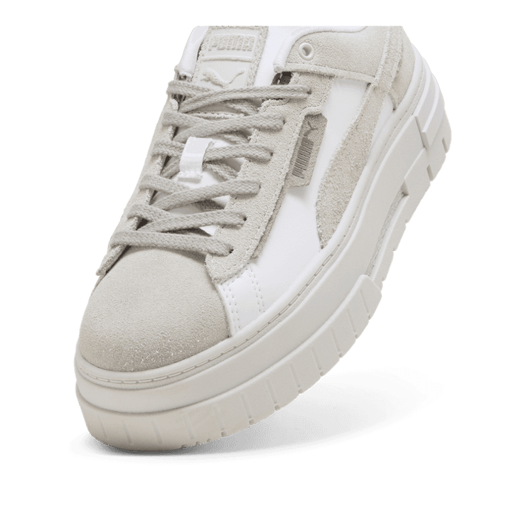 PUMA Mayze Crashed Sneakers in Feather Grey Angle 2
