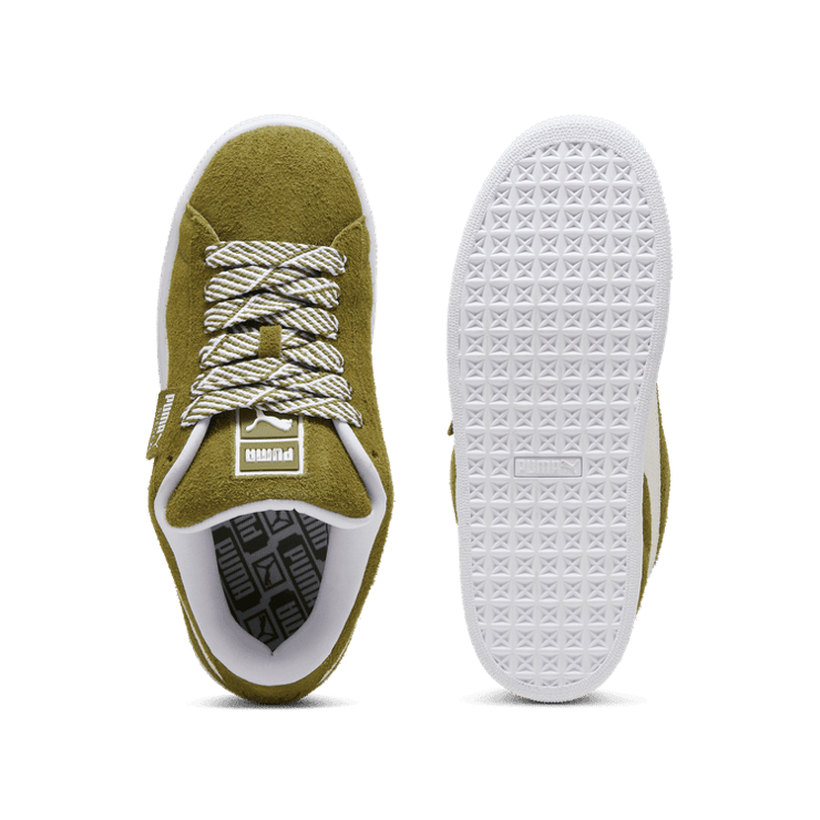 PUMA Suede XL Soft Sneakers in Olive Green/White Angle 0
