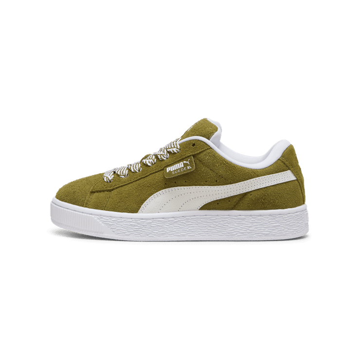 PUMA Suede XL Soft Sneakers in Olive Green/White Angle 1