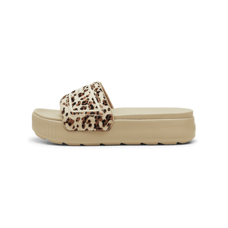 PUMA Karmen Drama Slides in Putty/Brown Mushroom/Black Angle 0