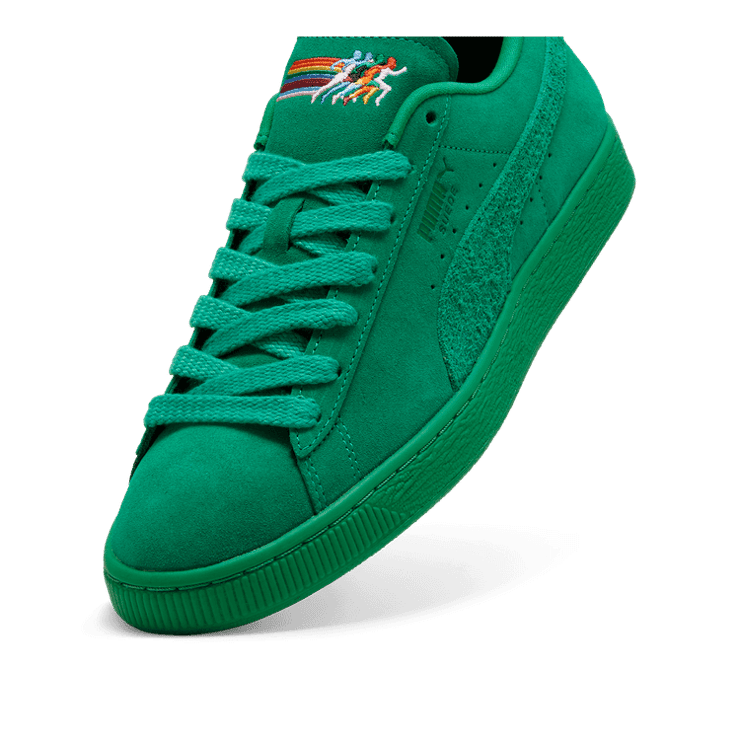 PUMA LOVE MARATHON Suede Sneakers in Meadow/Meadow Angle 2