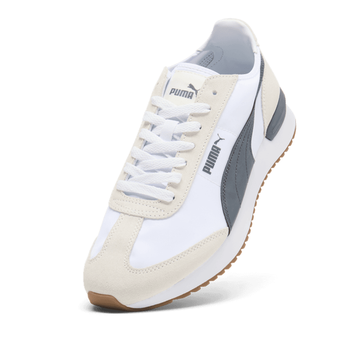 PUMA R78 Wind Nylon Sneakers in White/Glacial Grey/Frosted Ivory Angle 2