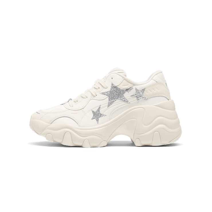 PUMA Pulsar Wedge Star Sneakers in Frosted Ivory/Silver Angle 1