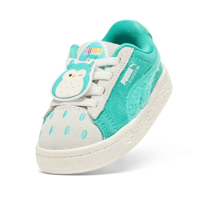 PUMA x SQUISHMALLOWS Suede XL Winston s' Sneakers in Warm White/Alpine Snow/Elektro Pool (TD) Angle 2