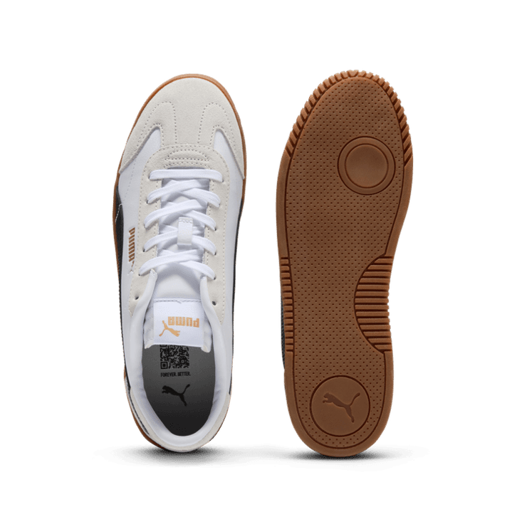 PUMA Club 5v5 Suede Sneakers in White/Black/Feather Grey Angle 0
