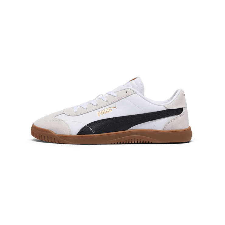 PUMA Club 5v5 Suede Sneakers in White/Black/Feather Grey Angle 1