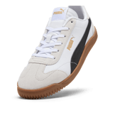 PUMA Club 5v5 Suede Sneakers in White/Black/Feather Grey Angle 2
