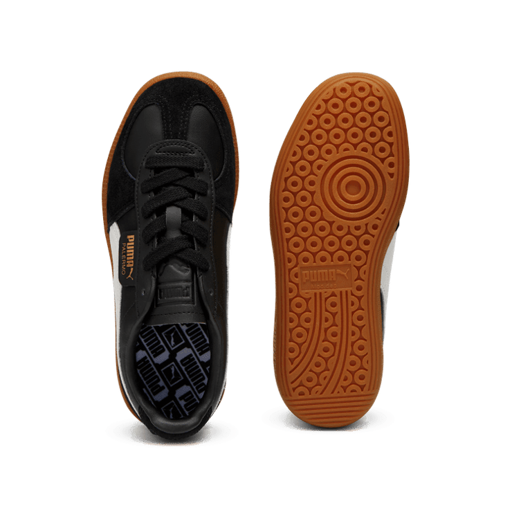PUMA Palermo Leather Sneakers in Black/Feather Grey/Gum Angle 0
