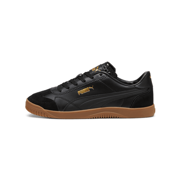 PUMA Club 5v5 Lux Sneakers in Black/Gold Angle 1