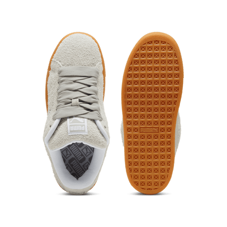 PUMA Suede XL Hairy Sneakers Women in Feather Grey/Gum Angle 0