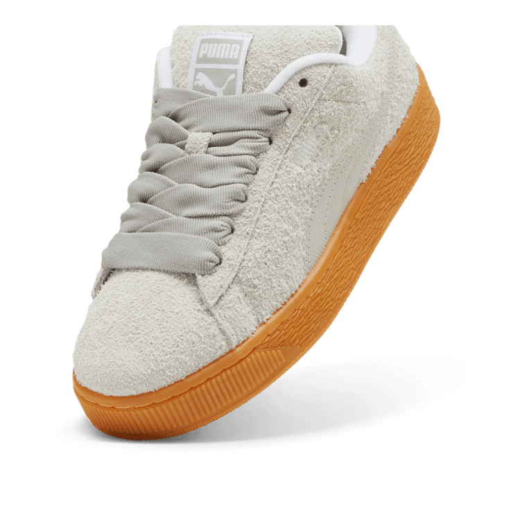 PUMA Suede XL Hairy Sneakers Women in Feather Grey/Gum Angle 2