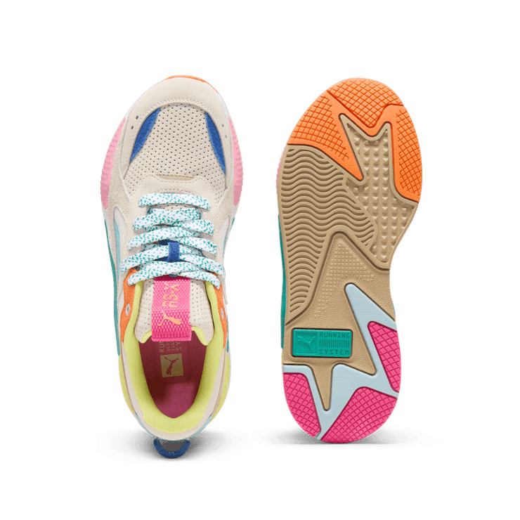 PUMA RS-X Suede Multi Sneakers in Alpine Snow/Prairie Tan/Rickie Orange Angle 0