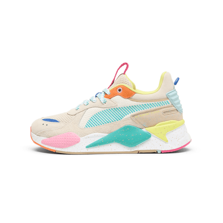 PUMA RS-X Suede Multi Sneakers in Alpine Snow/Prairie Tan/Rickie Orange Angle 1