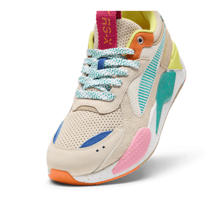 PUMA RS-X Suede Multi Sneakers in Alpine Snow/Prairie Tan/Rickie Orange Angle 2