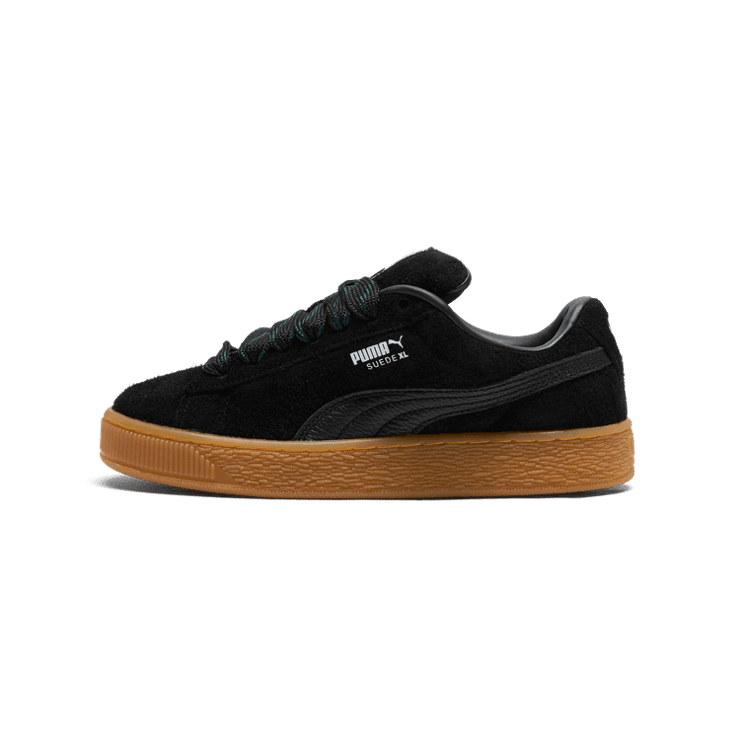 PUMA Suede XL Flecked Sneakers in Black/Ponderosa Pine/Gum Angle 1