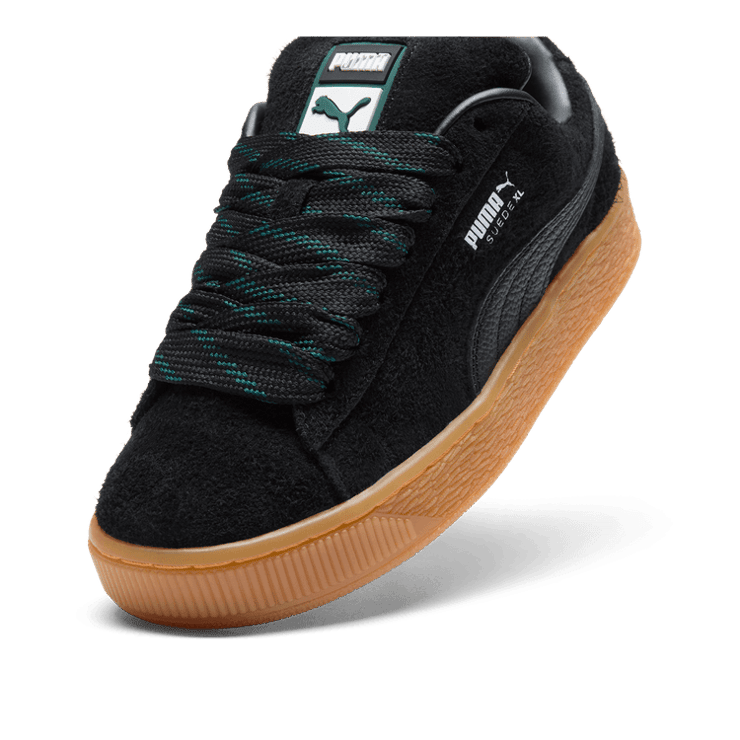 PUMA Suede XL Flecked Sneakers in Black/Ponderosa Pine/Gum Angle 2