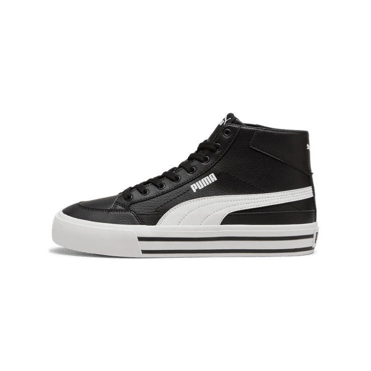 PUMA Court Classic Vulc Mid Sneakers in Black/White Angle 1