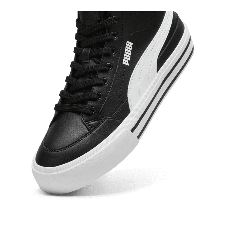 PUMA Court Classic Vulc Mid Sneakers in Black/White Angle 2