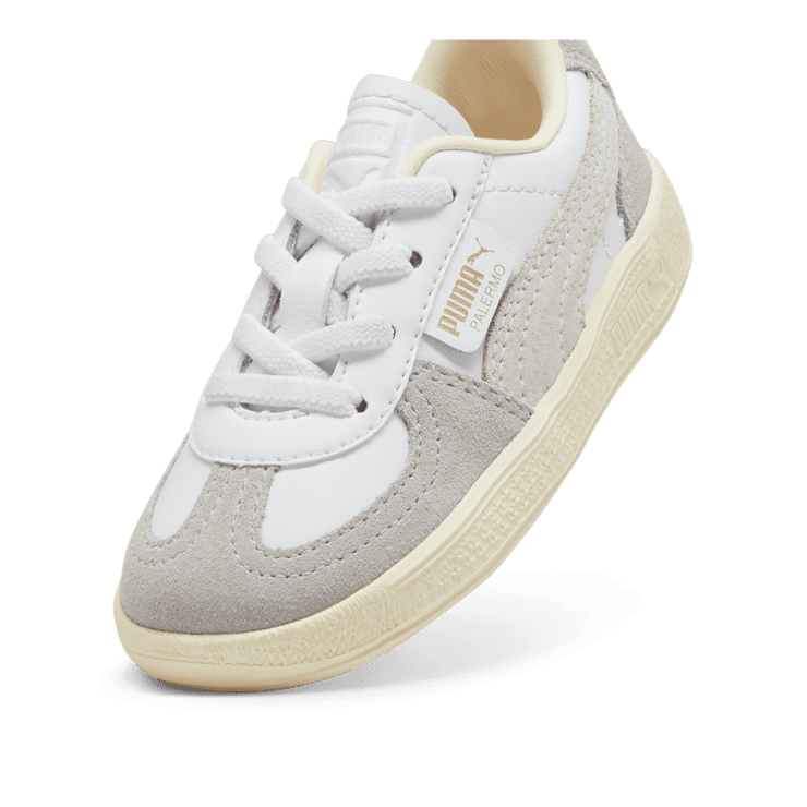 PUMA Palermo Leather s' Sneakers in White/Cool Light Grey/Sugared Almond (TD) Angle 2