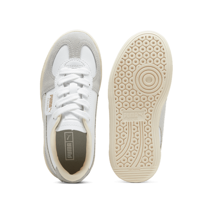 PUMA Palermo Leather Sneakers in White/Cool Light Grey/Sugared Almond (PS) Angle 0
