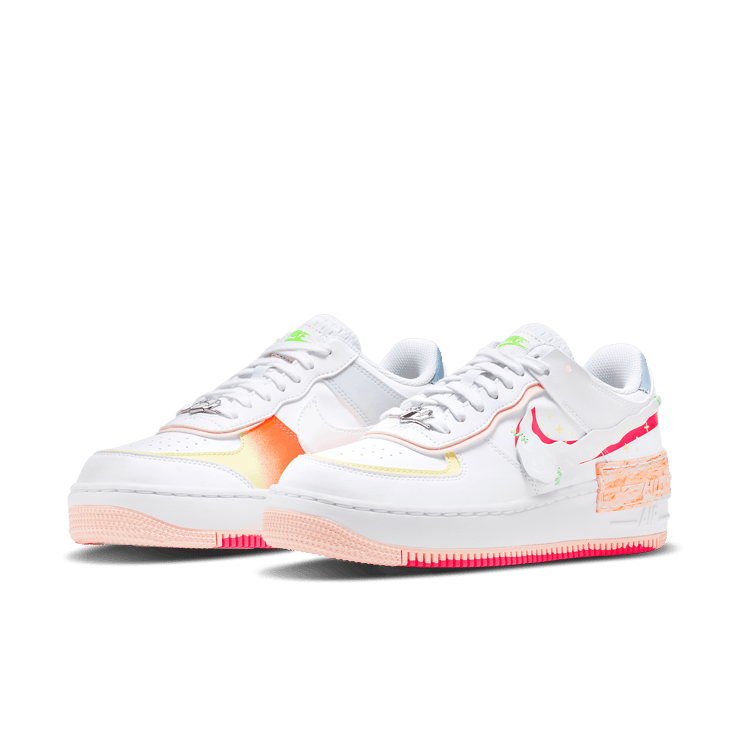 Nike Air Force 1 Low Shadow White Pink Orange (W) Angle 2