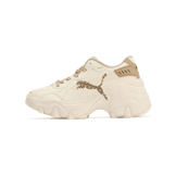 PUMA Pulsar Wedge Monogram Sneakers in Pristine/Prairie Tan Angle 1