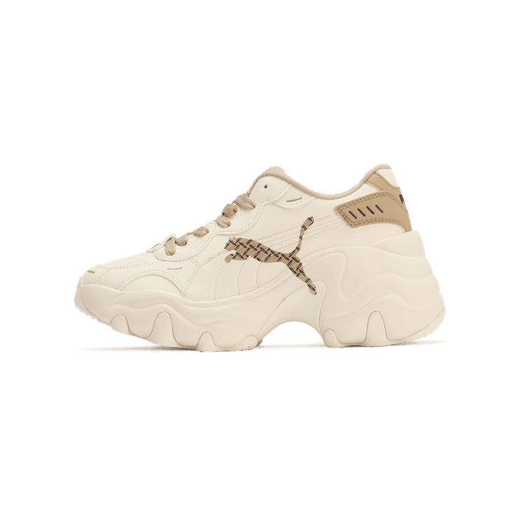 PUMA Pulsar Wedge Monogram Sneakers in Pristine/Prairie Tan Angle 1