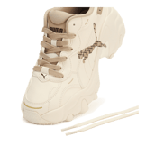 PUMA Pulsar Wedge Monogram Sneakers in Pristine/Prairie Tan Angle 2