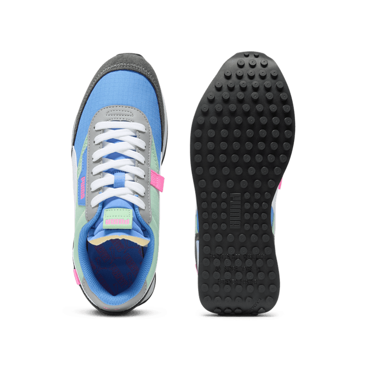 PUMA Future Rider Play On Sneakers in Blue Skies/Pure Green Angle 0