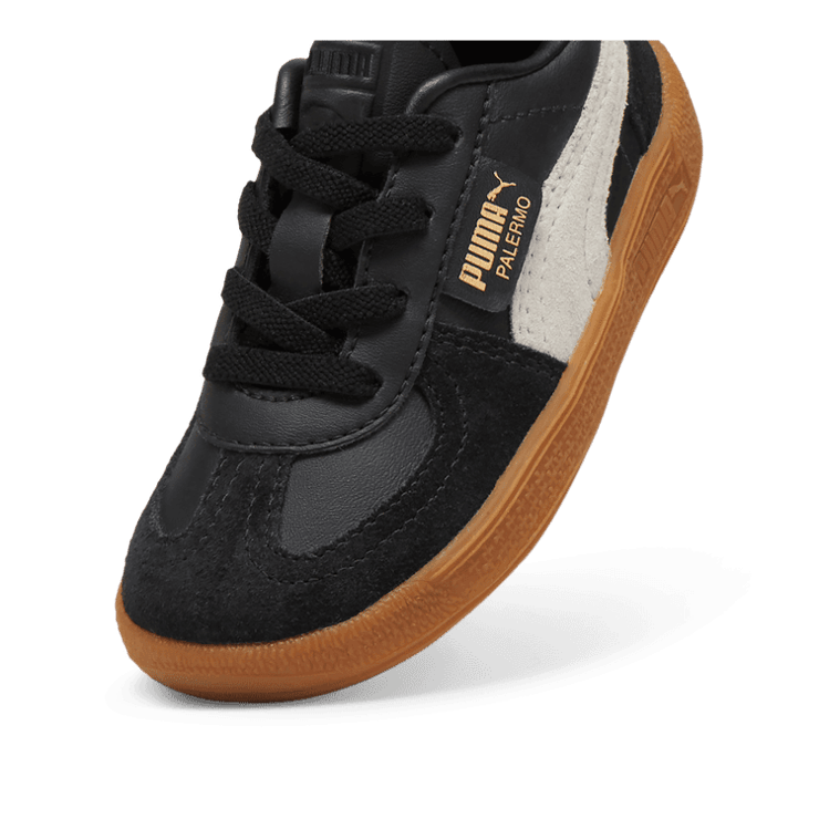 PUMA Palermo Leather s' Sneakers in Black/Feather Grey/Gum (TD) Angle 2