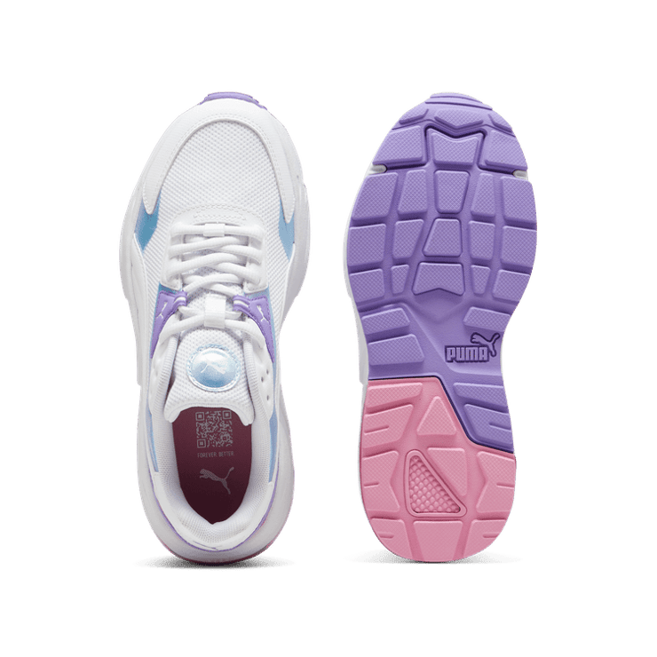 PUMA Vis2k Bouncy Sky Sneakers in White/Lavender Alert (GS) Angle 0