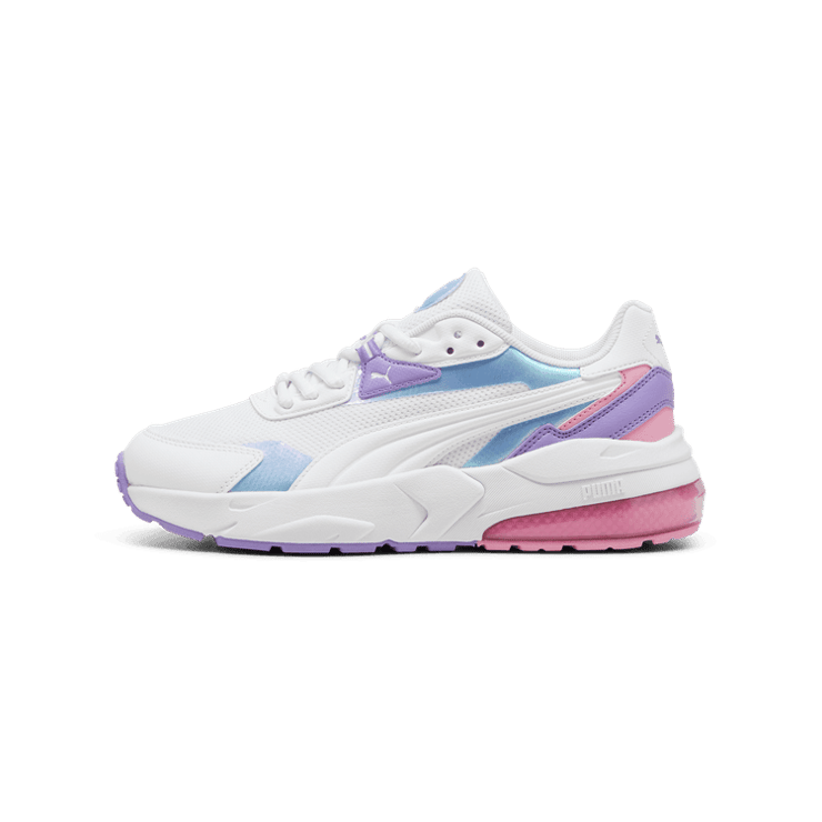 PUMA Vis2k Bouncy Sky Sneakers in White/Lavender Alert (GS) Angle 1