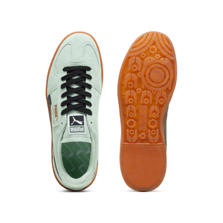 PUMA Super Team Suede Sneakers in Fresh Mint/White/Gum Angle 0