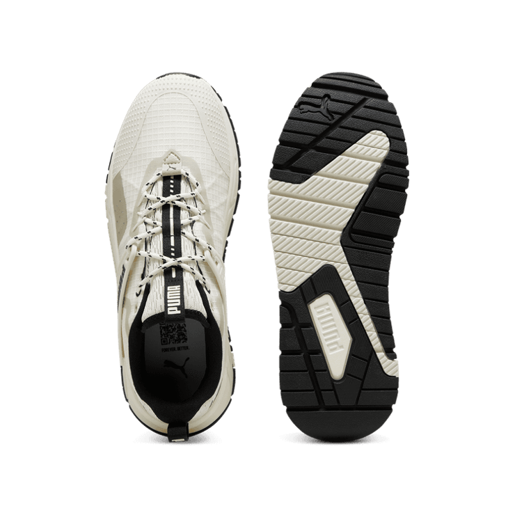PUMA Pacer+ Trail Sneakers in Warm White/Black/Vapor Grey Angle 0